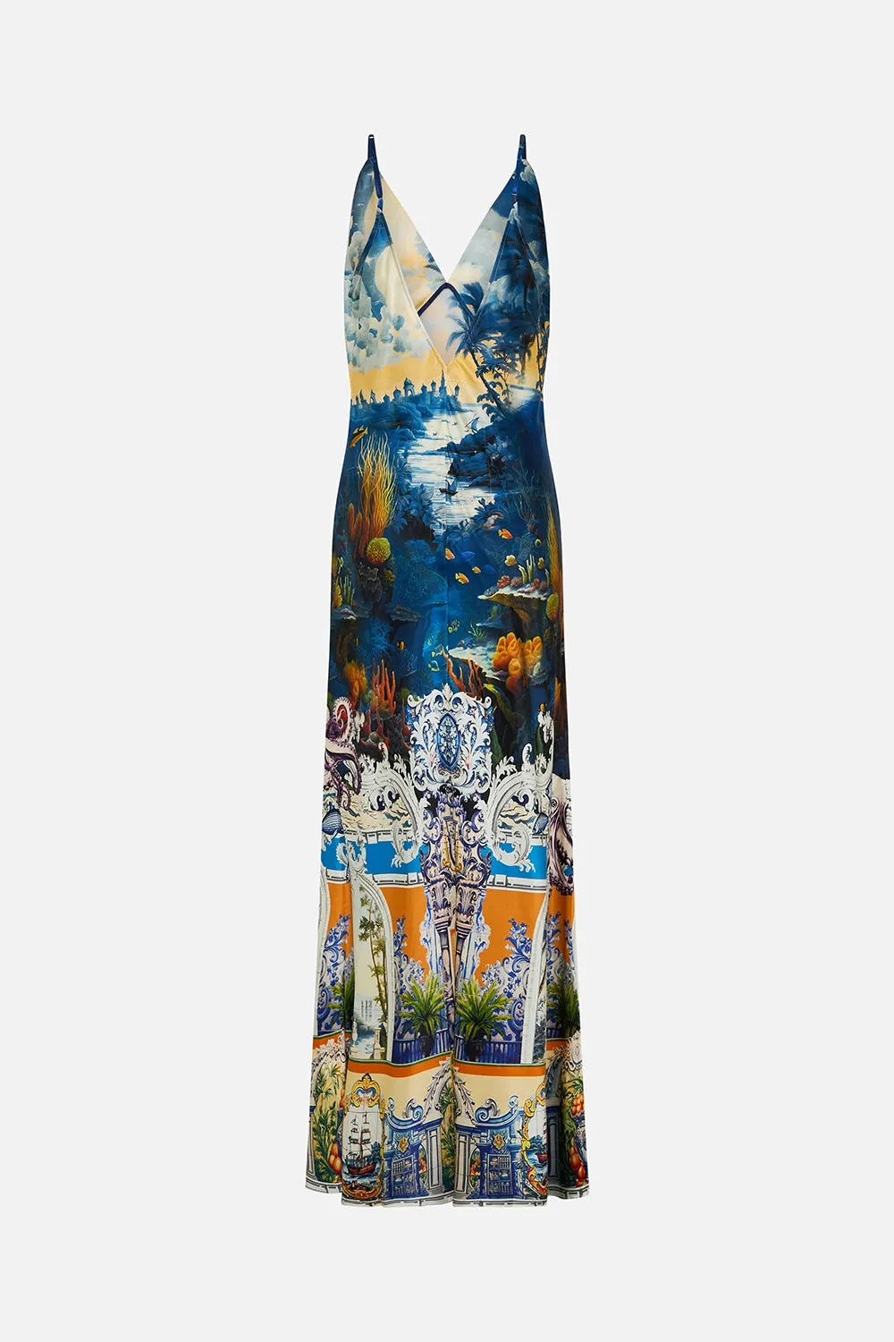 CAMILLA | SONG OF SAINT ANTHONY V NECK FULL LENGTH BIAS SLIP DRESS