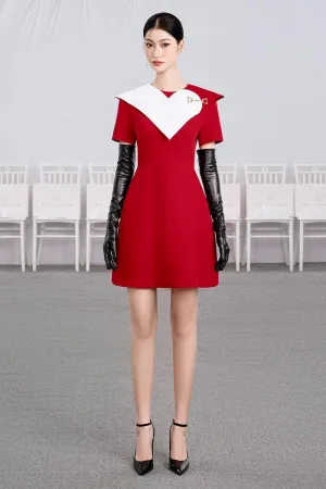 Candy Cane A-line Round Neck Cotton Mini Dress