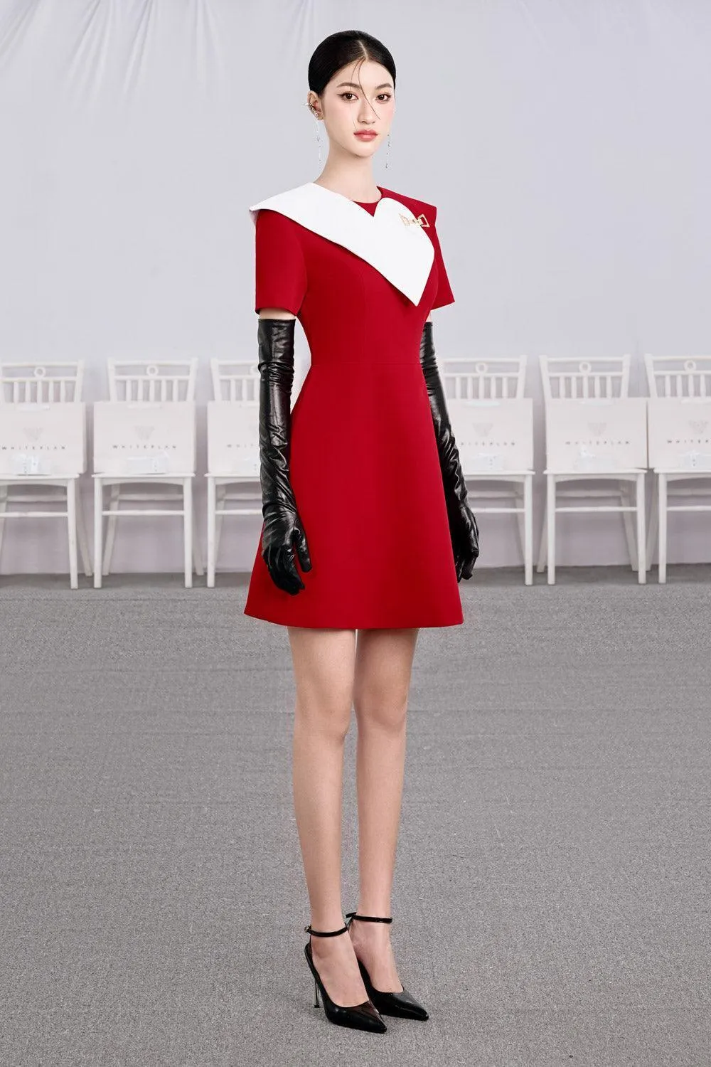 Candy Cane A-line Round Neck Cotton Mini Dress