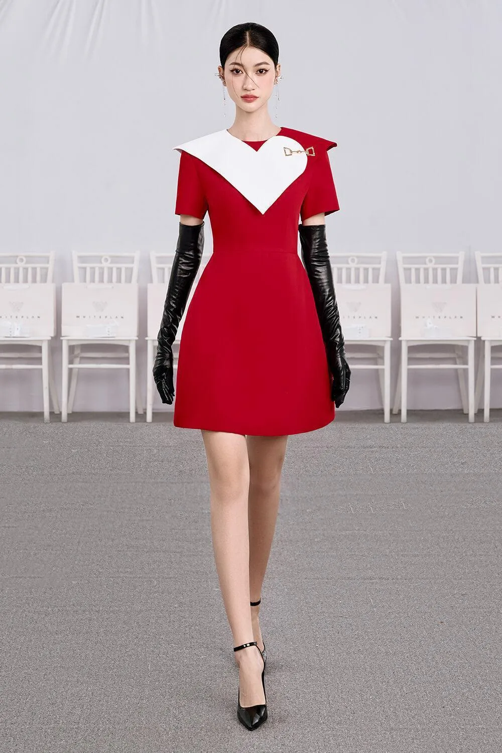 Candy Cane A-line Round Neck Cotton Mini Dress