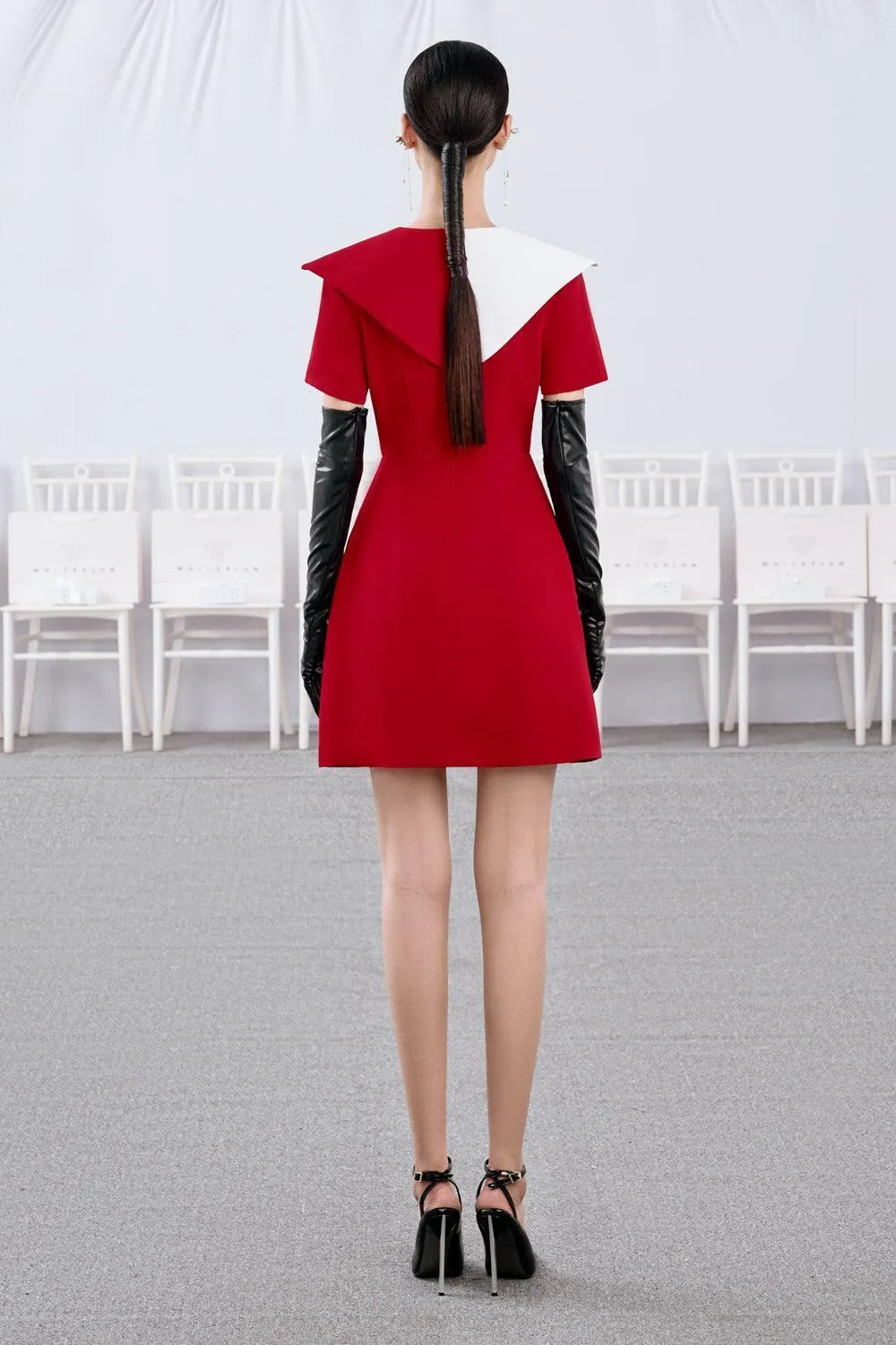 Candy Cane A-line Round Neck Cotton Mini Dress