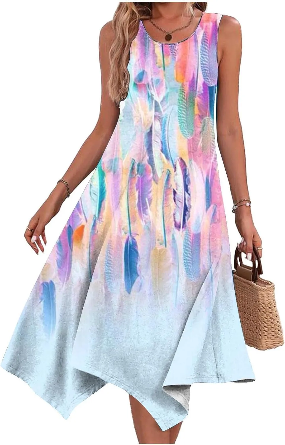 Ceboyel Women Boho Floral Summer Dresses Casual Tank Dress Sleeveless Sundreses Trendy Beach Vacation Clothing 2024
