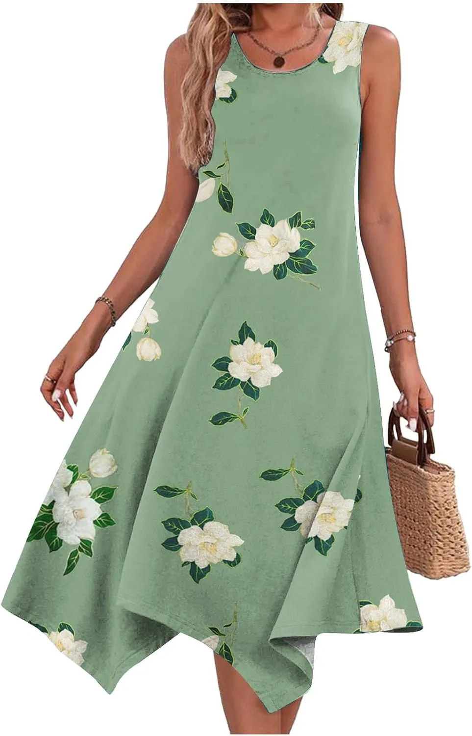 Ceboyel Women Boho Floral Summer Dresses Casual Tank Dress Sleeveless Sundreses Trendy Beach Vacation Clothing 2024