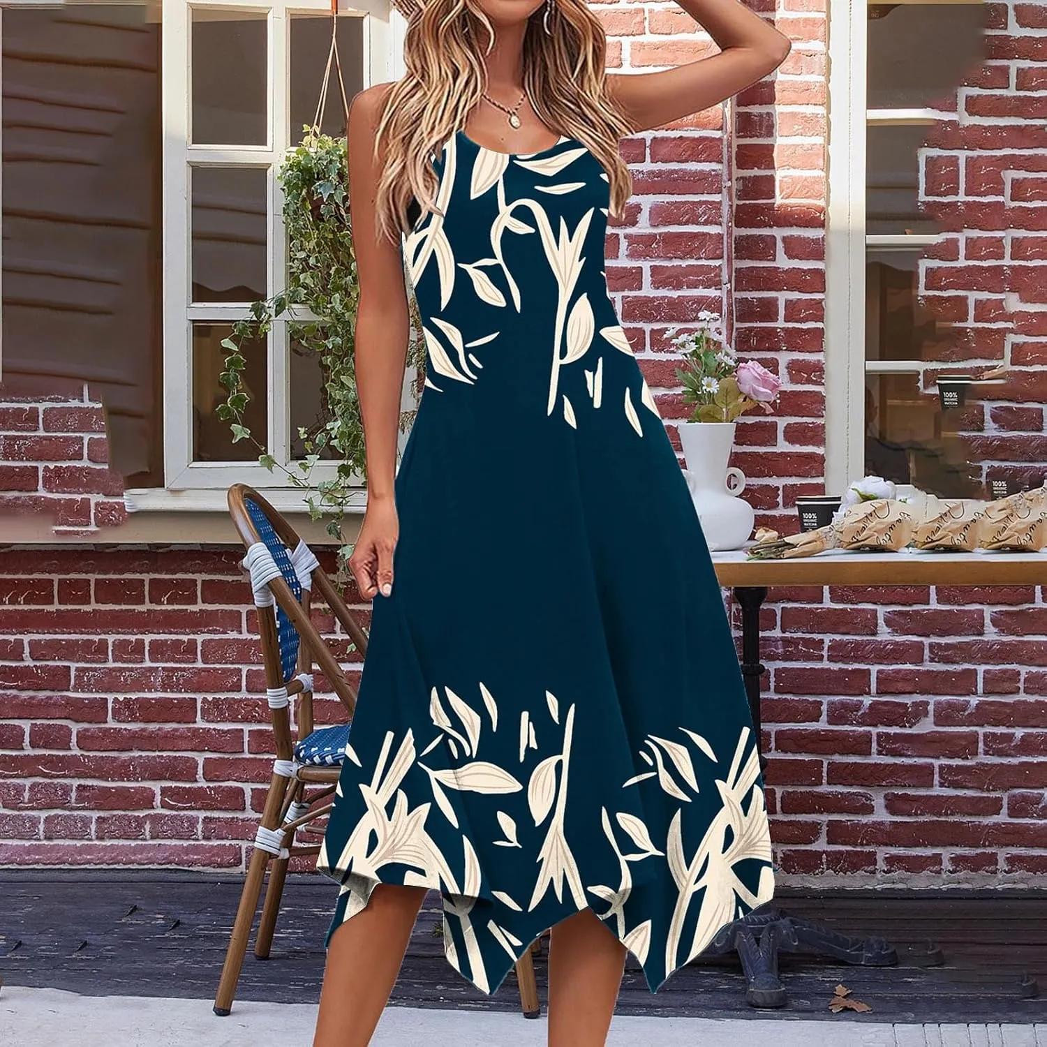Ceboyel Womens Flowy Summer Dresses 2024 Floral Boho Sun Dress Sleeveless Tank Sundresses Trendy Beach Vacation Clothes