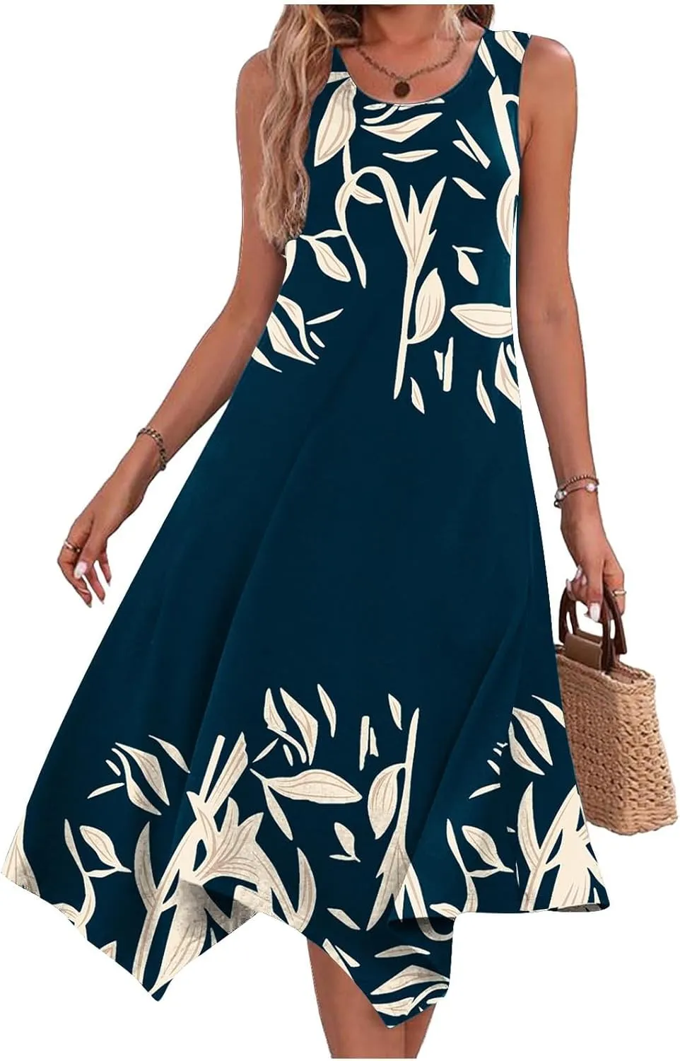 Ceboyel Womens Flowy Summer Dresses 2024 Floral Boho Sun Dress Sleeveless Tank Sundresses Trendy Beach Vacation Clothes
