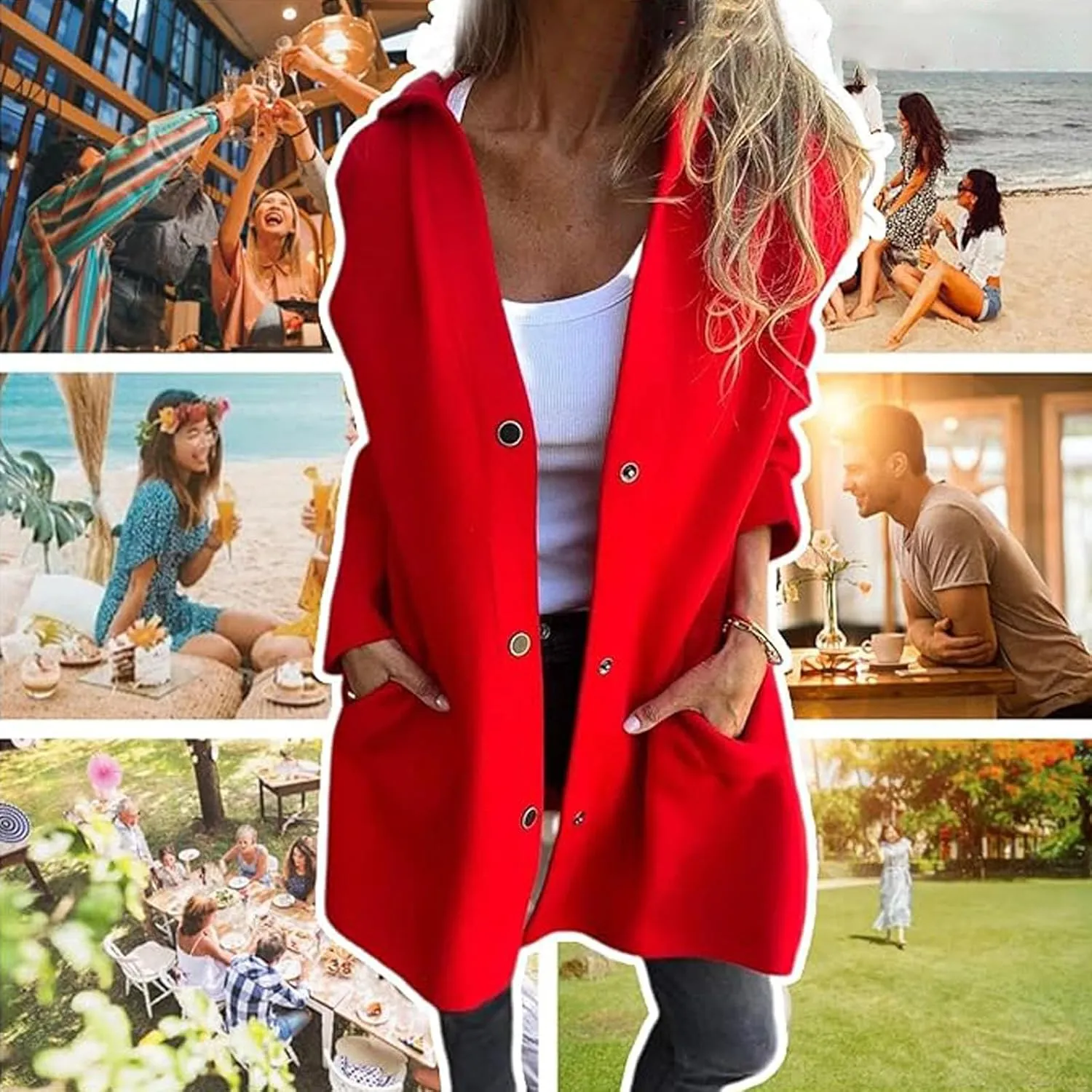 Cedar and Ash Single Breasted Hooded Jacket, Casual Single Breasted Jacket, Long Sleeve Solid Color Trench Coat with Pockets