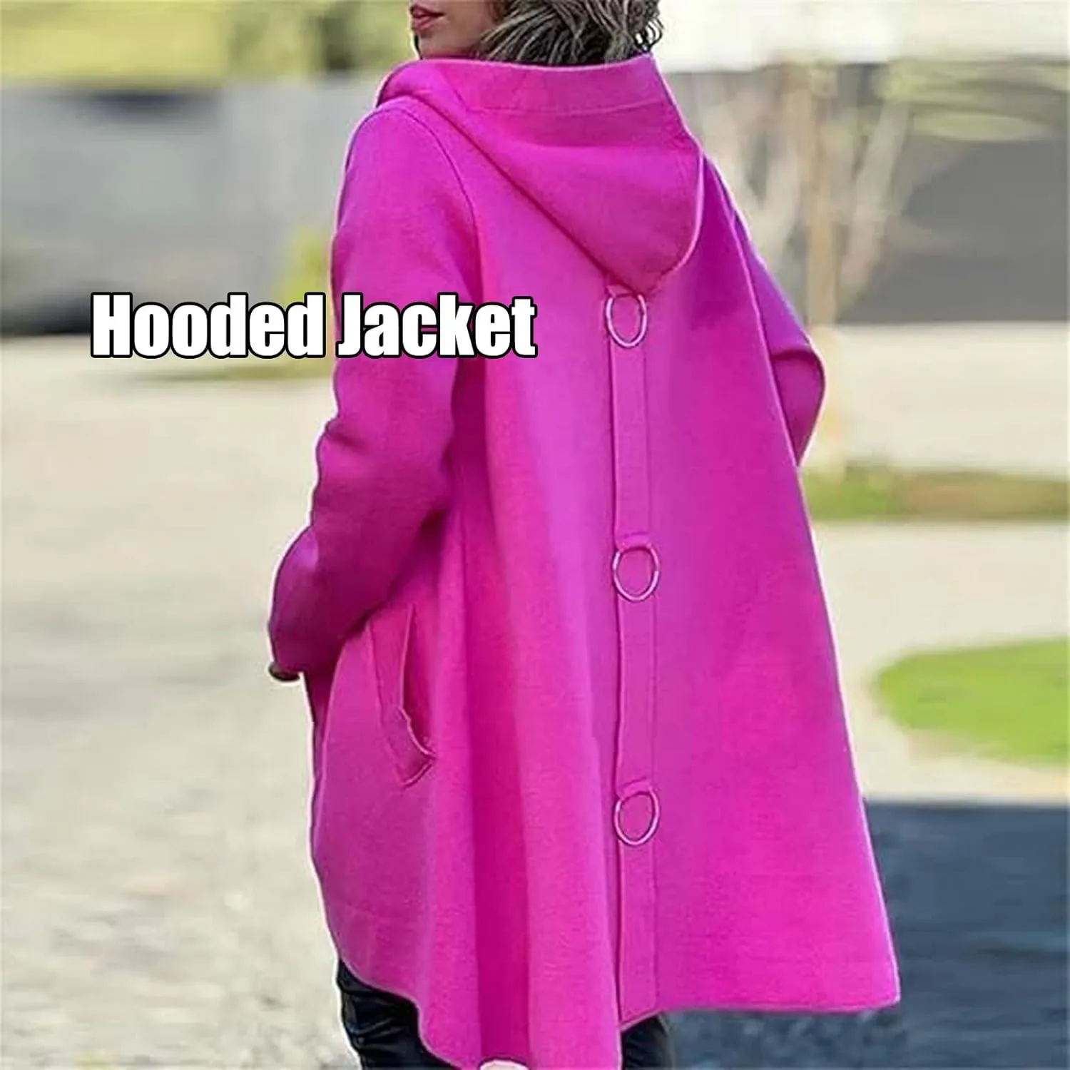 Cedar and Ash Single Breasted Hooded Jacket, Casual Single Breasted Jacket, Long Sleeve Solid Color Trench Coat with Pockets