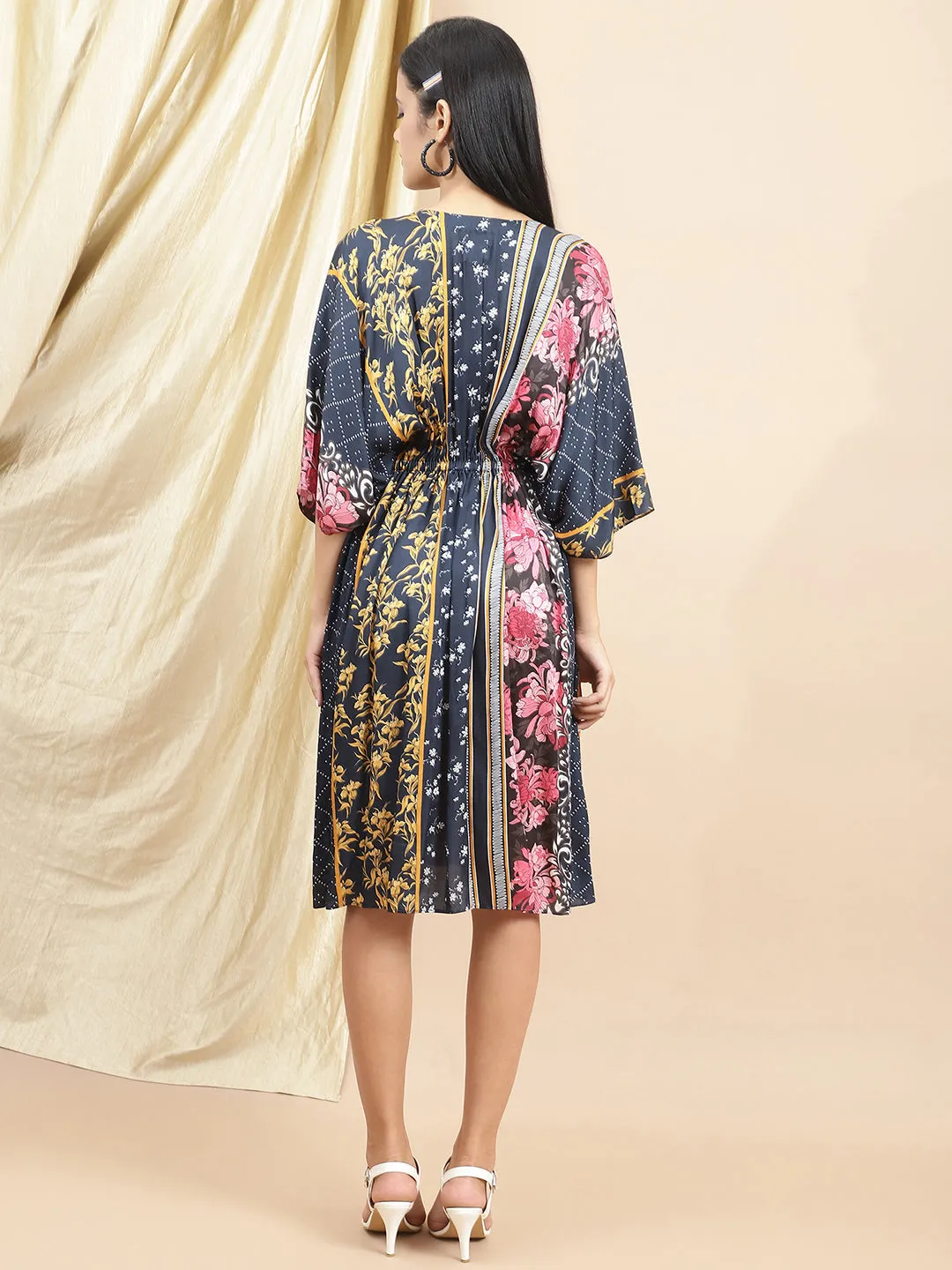 Certified Bemberg Satin Blue Kaftan Dress