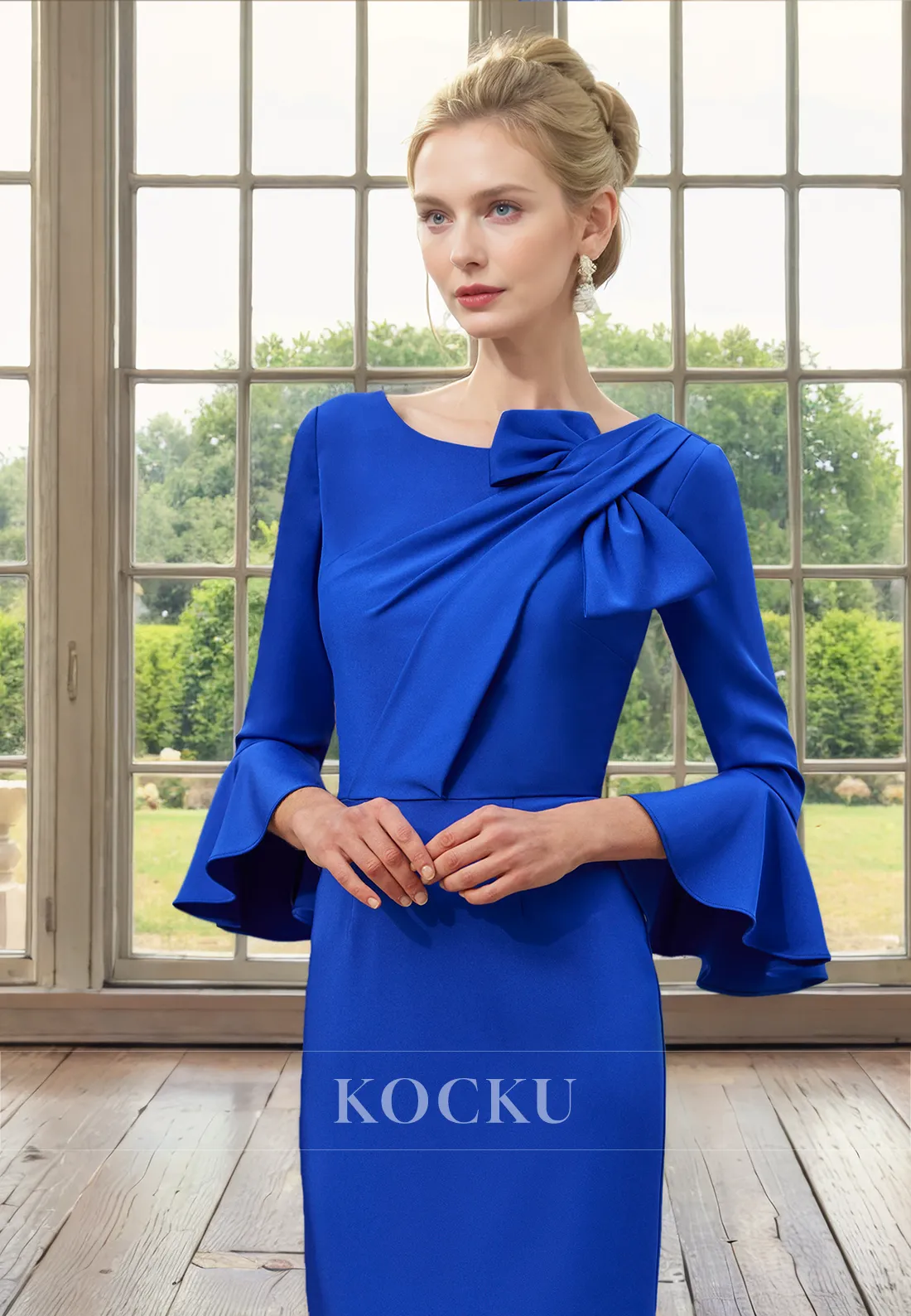 Chic & Modern Long sleeves Sheath Cocktail Mother of the Bride Dress With Flower
