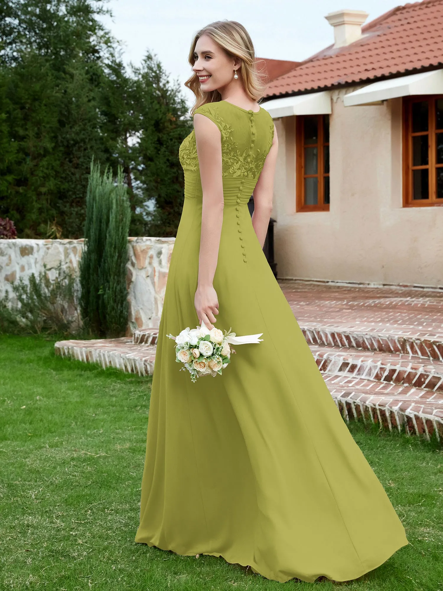 Chiffon And Lace Floor-length A-line Dress Clover Plus Size