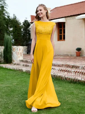Chiffon And Lace Floor-length A-line Dress Marigold Plus Size