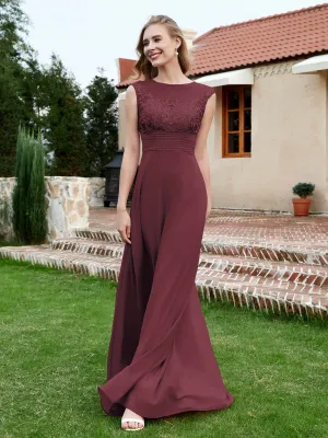 Chiffon And Lace Floor-length A-line Dress Mulberry Plus Size