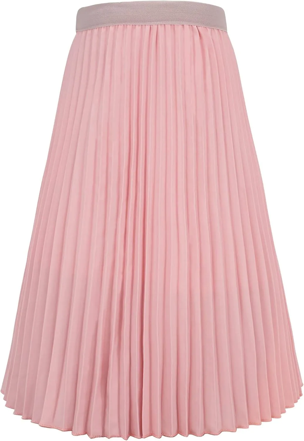 Chiffon Pleated Skirt for Girls High Waist Elastic A-Line Boho Swing Maxi Long Skirt