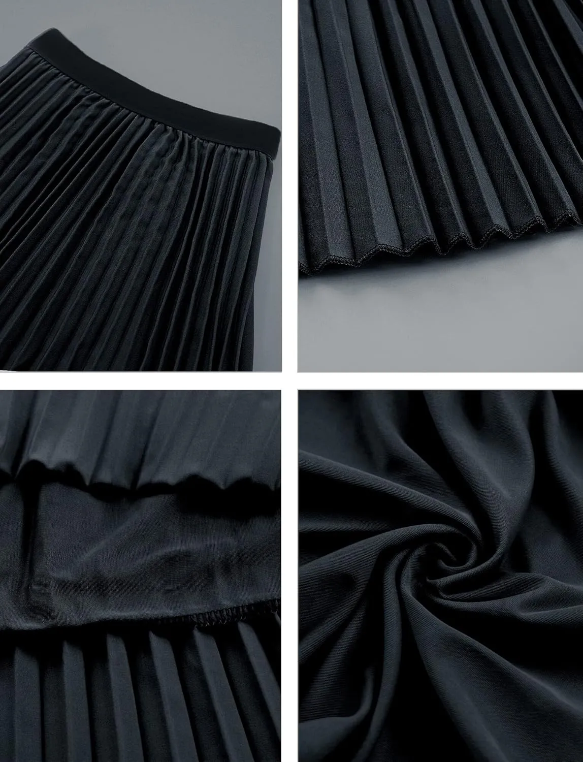 Chiffon Pleated Skirt for Girls High Waist Elastic A-Line Boho Swing Maxi Long Skirt