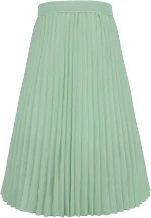 Chiffon Pleated Skirt for Girls High Waist Elastic A-Line Boho Swing Maxi Long Skirt