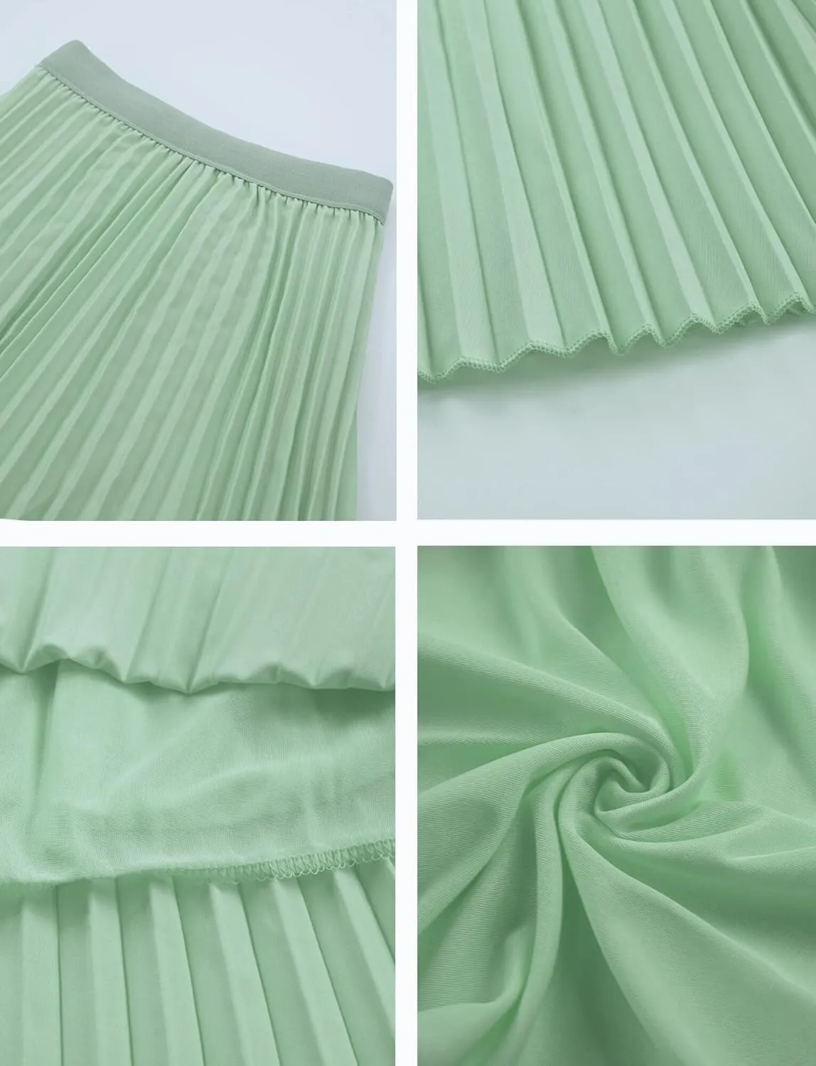 Chiffon Pleated Skirt for Girls High Waist Elastic A-Line Boho Swing Maxi Long Skirt