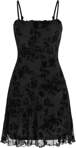CIDER Women's Summer Mini Dress Floral Dresses Sleeveless Lace Mesh Square Neck Spaghetti Strap Short Party Dresses