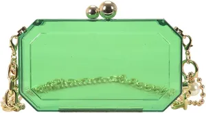 Clutch Purses for Women Stylish Clear Box Bag with Chain Strap Small Shoulder Bag for Dinner and Makeup Essentials