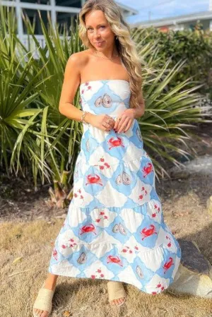 Coastal Charm Oyster Print Midi Dress