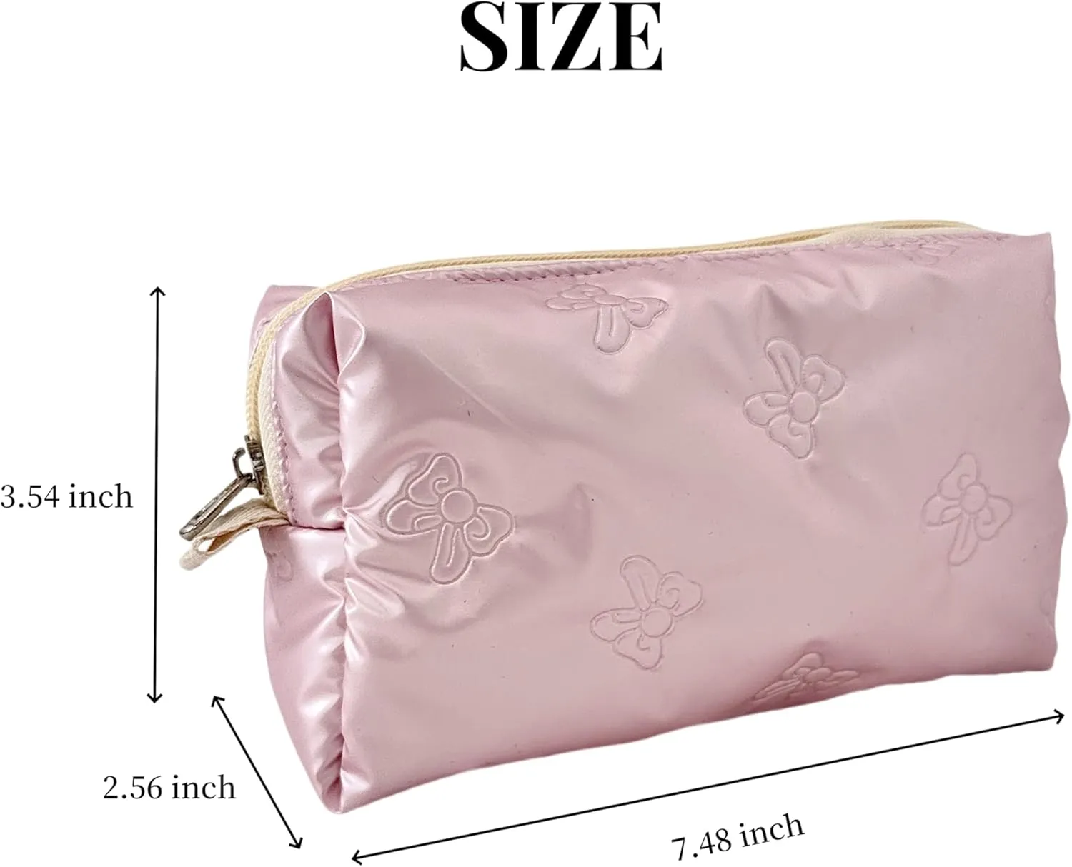 Cosmetic Pouch Large Makeup Bag Organizer Toiletry Bag for Travel Gifts and Daily Use for Women (Pink with bow)