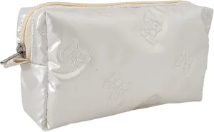 Cosmetic Pouch Large Makeup Bag Organizer Toiletry Bag for Travel Gifts and Daily Use for Women (White with bow)