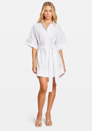 COTTON KIMONO MINI DRESS WHITE