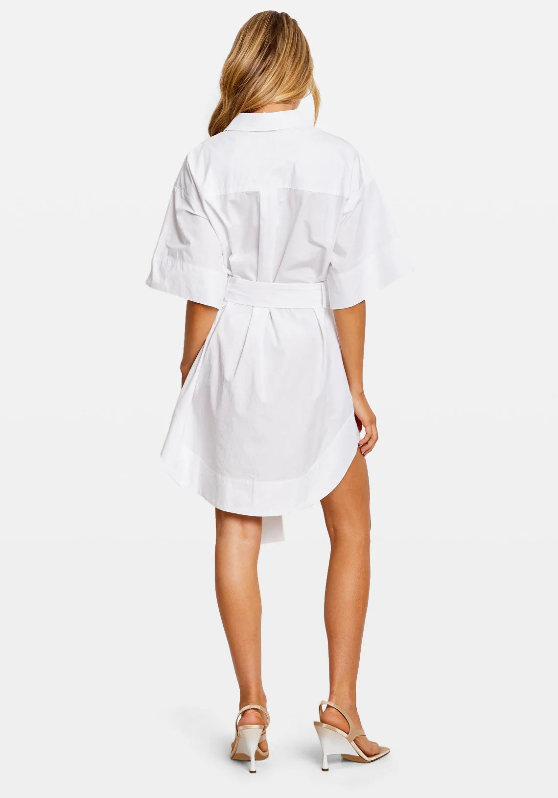COTTON KIMONO MINI DRESS WHITE