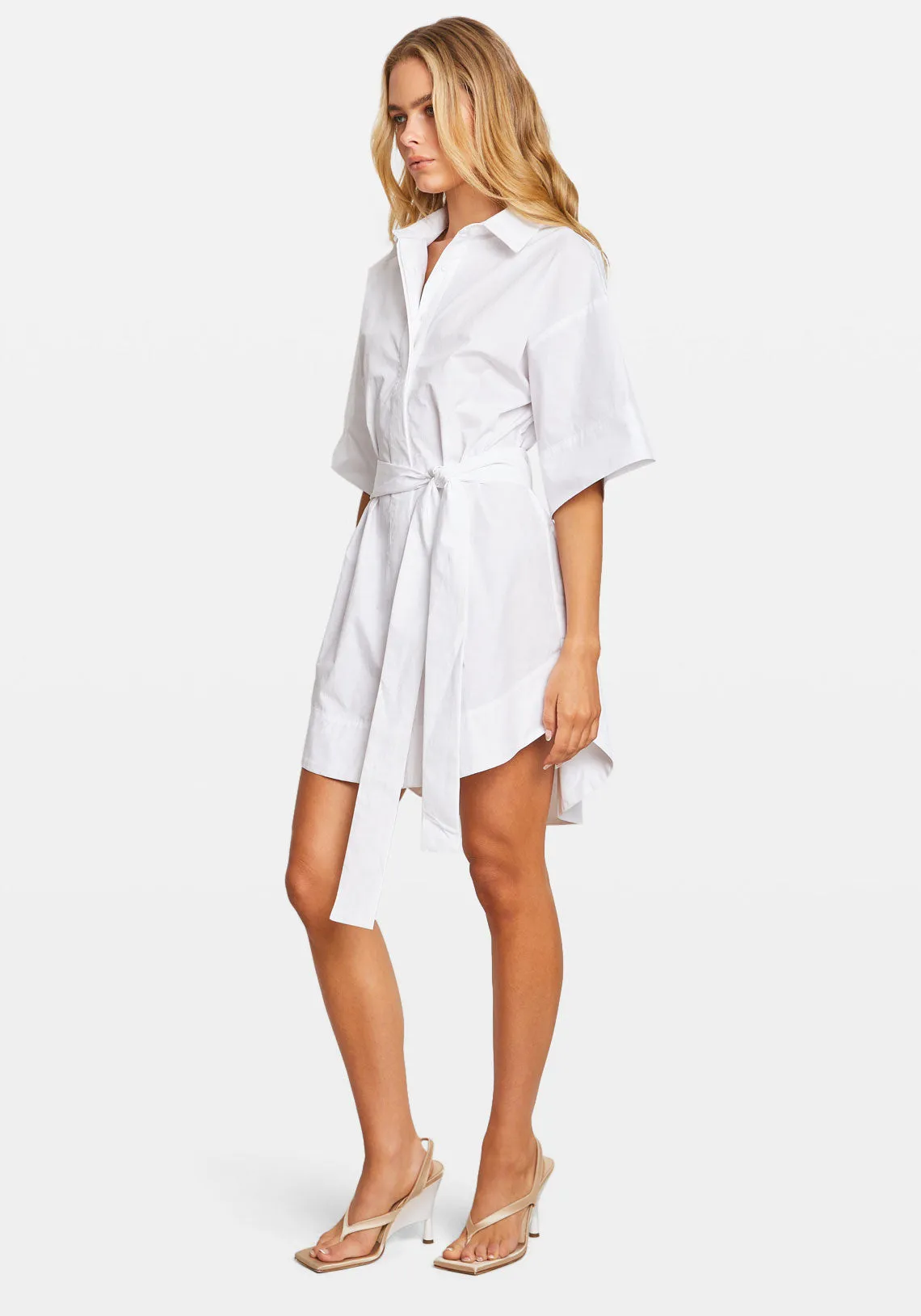 COTTON KIMONO MINI DRESS WHITE