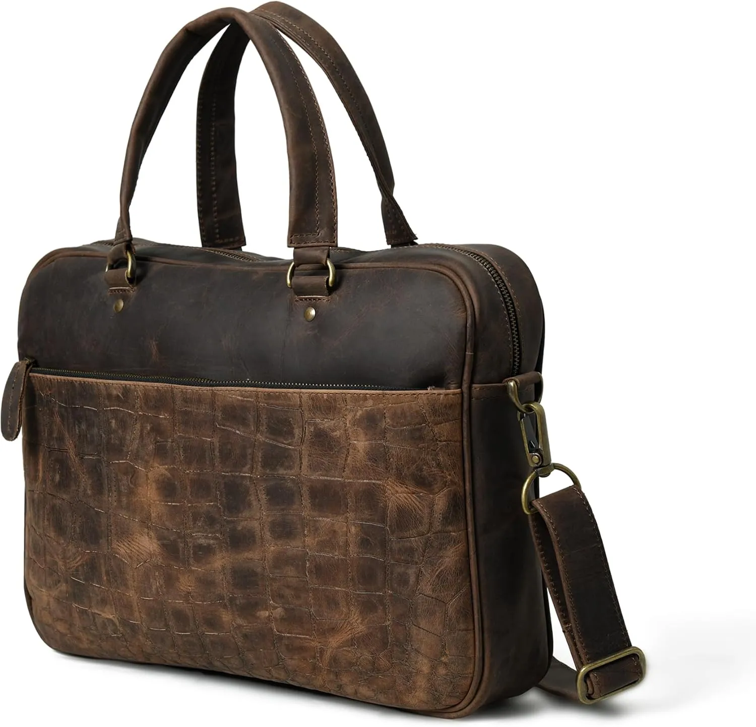 Cow Waxy Leather Laptop Messenger Briefcase Bag For Men and Women - Leather Satchel for Travel and Office Shoulder Bag