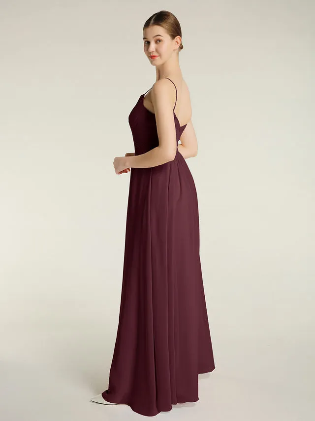 Cross Pleated Bodice Spaghetti Strap Dresses Clearance