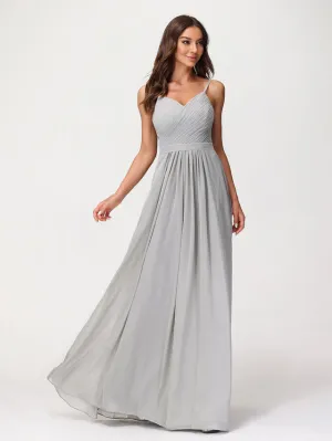 Cross Pleated Bodice Spaghetti Strap Dresses Clearance