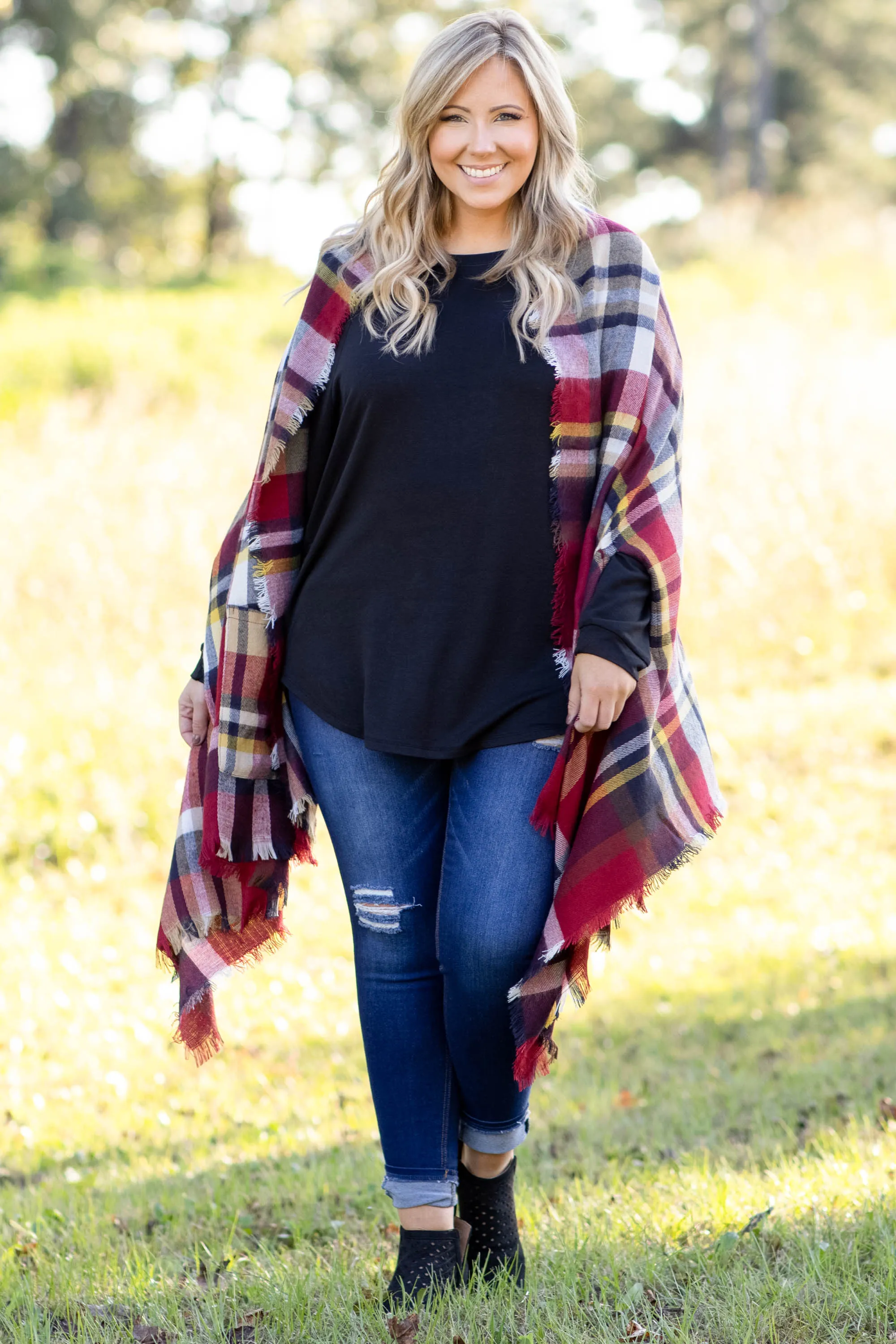 Curved Hem Slouchy Dolman Tunic, Black Fleece