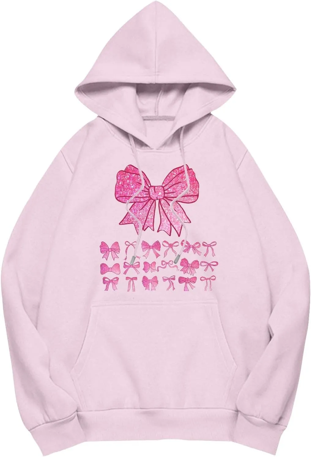 Cute Bow Print Hoodie Comfy Preppy clothes Bonney Bow Detail sweatshirt Y2k Comfy Coquette Hoodie