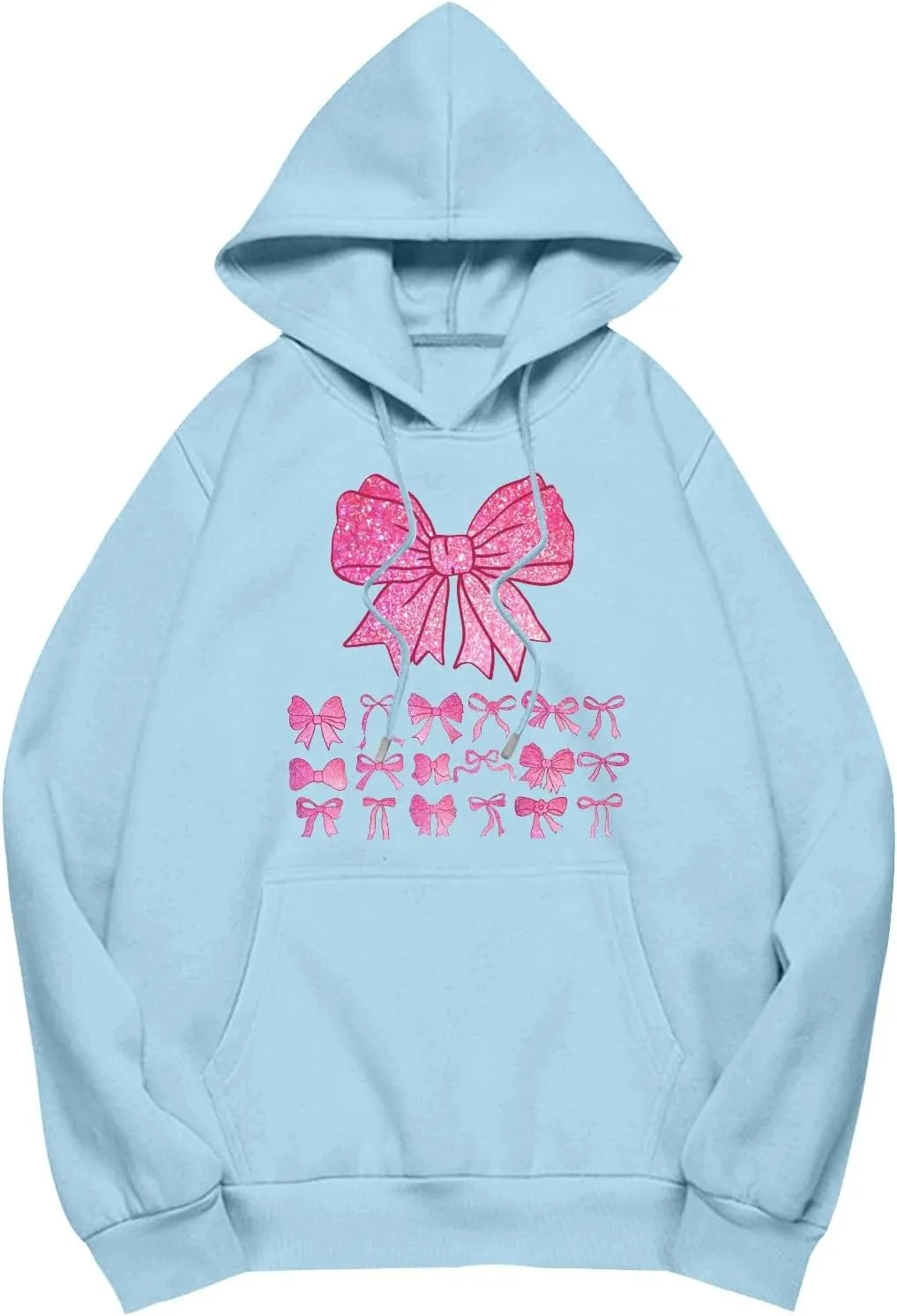 Cute Bow Print Hoodie Comfy Preppy clothes Bonney Bow Detail sweatshirt Y2k Comfy Coquette Hoodie