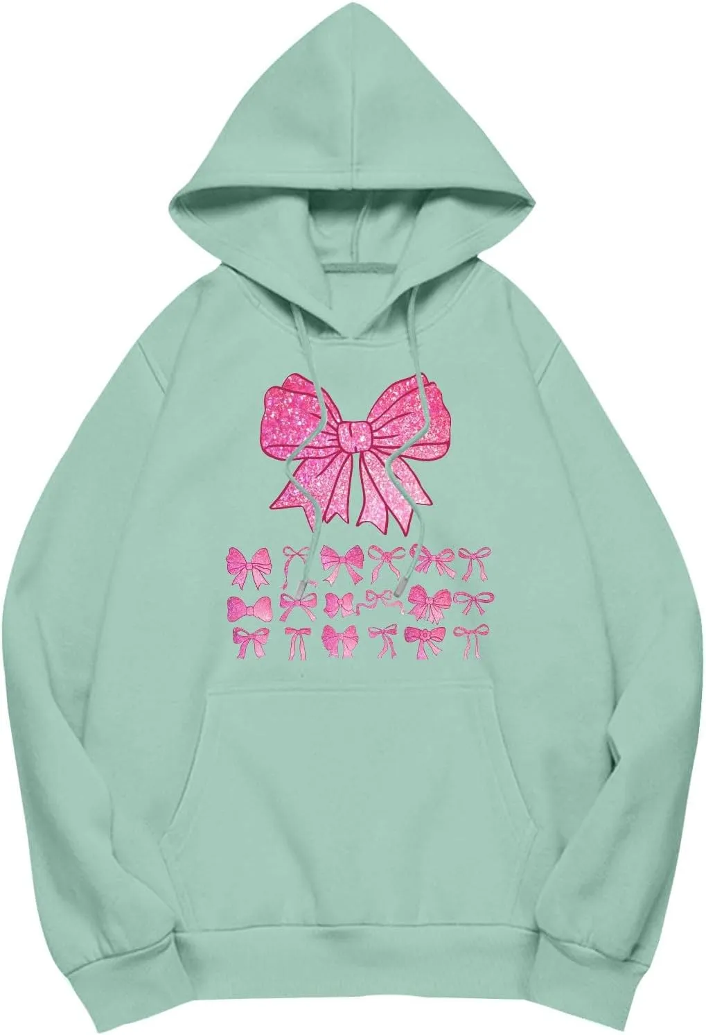 Cute Bow Print Hoodie Comfy Preppy clothes Bonney Bow Detail sweatshirt Y2k Comfy Coquette Hoodie