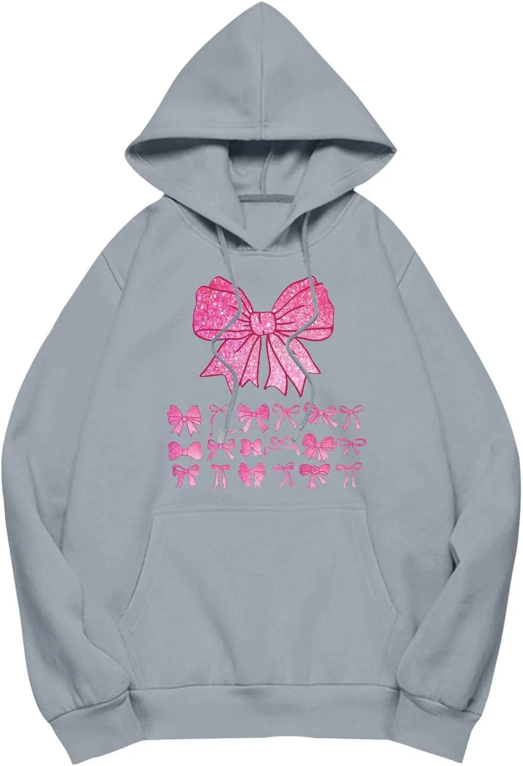 Cute Bow Print Hoodie Comfy Preppy clothes Bonney Bow Detail sweatshirt Y2k Comfy Coquette Hoodie
