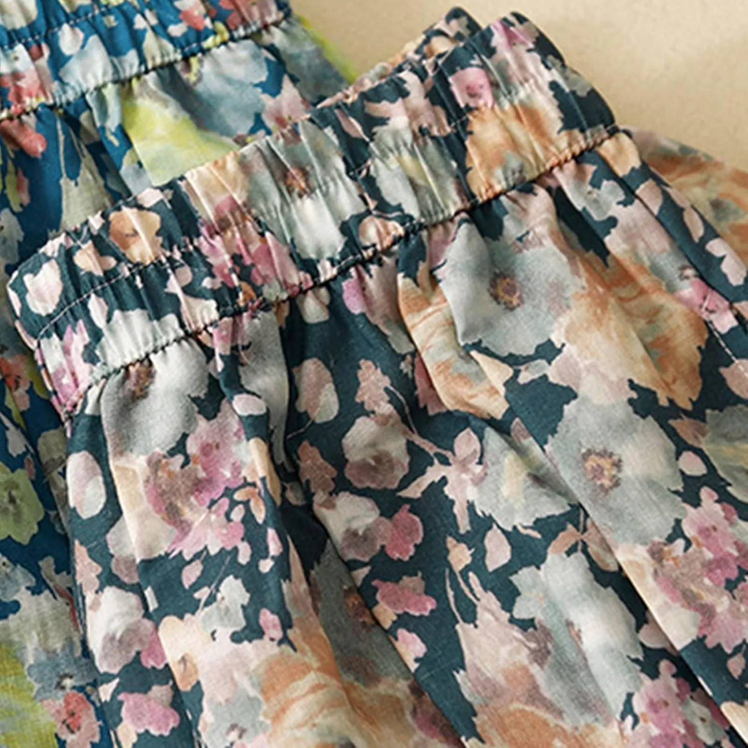 Cute Rose Floral A-Line Skirt for Women Summer Flowy Pleated Midi Skirts Elastic High Waisted Casual Beach Skirt