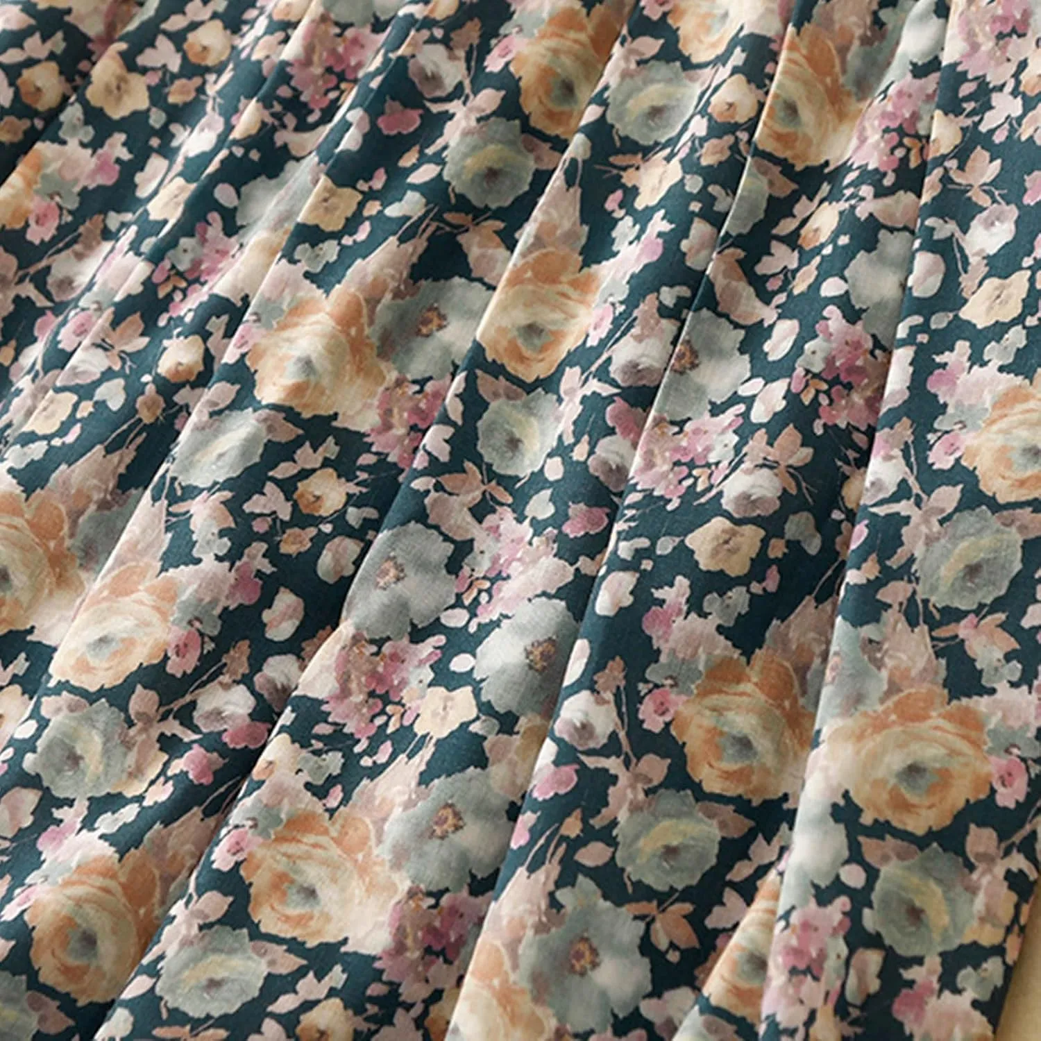 Cute Rose Floral A-Line Skirt for Women Summer Flowy Pleated Midi Skirts Elastic High Waisted Casual Beach Skirt