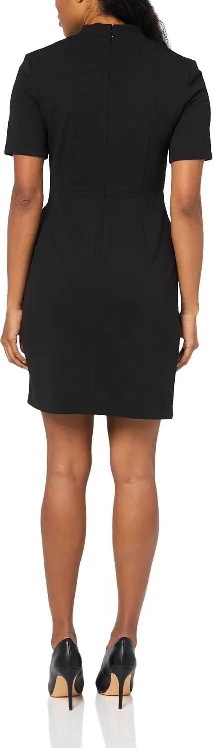 DKNY womens Ruched Side V-neck Short Sleeve Dress