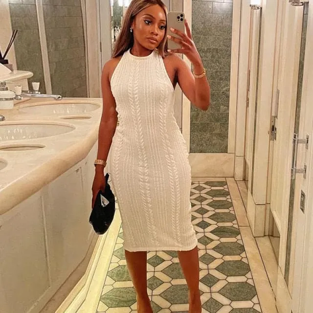 DressBetty - Summer Solid Color Knitted Sleevele Tank Dresses