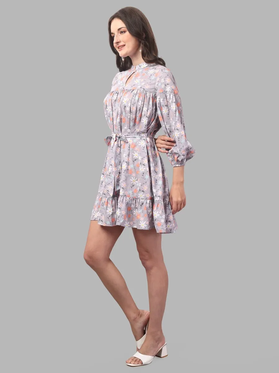 dresses for Women western wear floral Grey