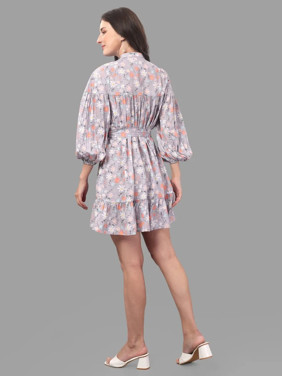 dresses for Women western wear floral Grey