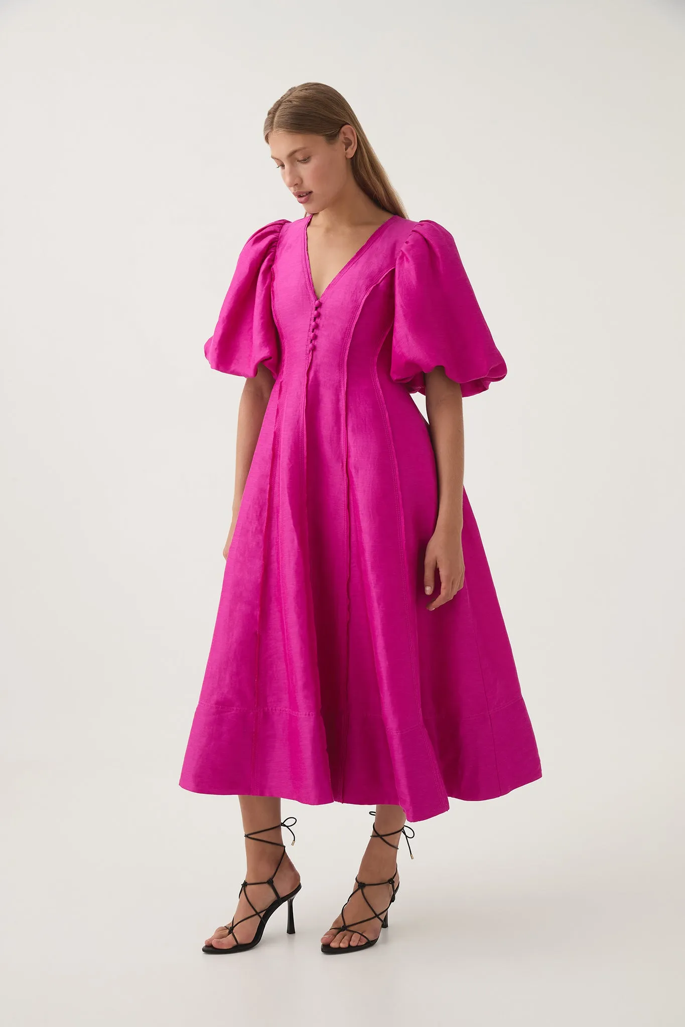 Dusk Puff Sleeve Midi Dress
