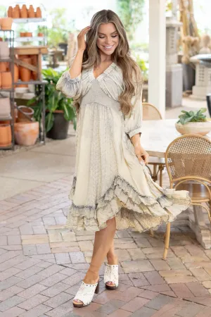 Effortless Elegance Sheared & Elastic V-Neck Dress