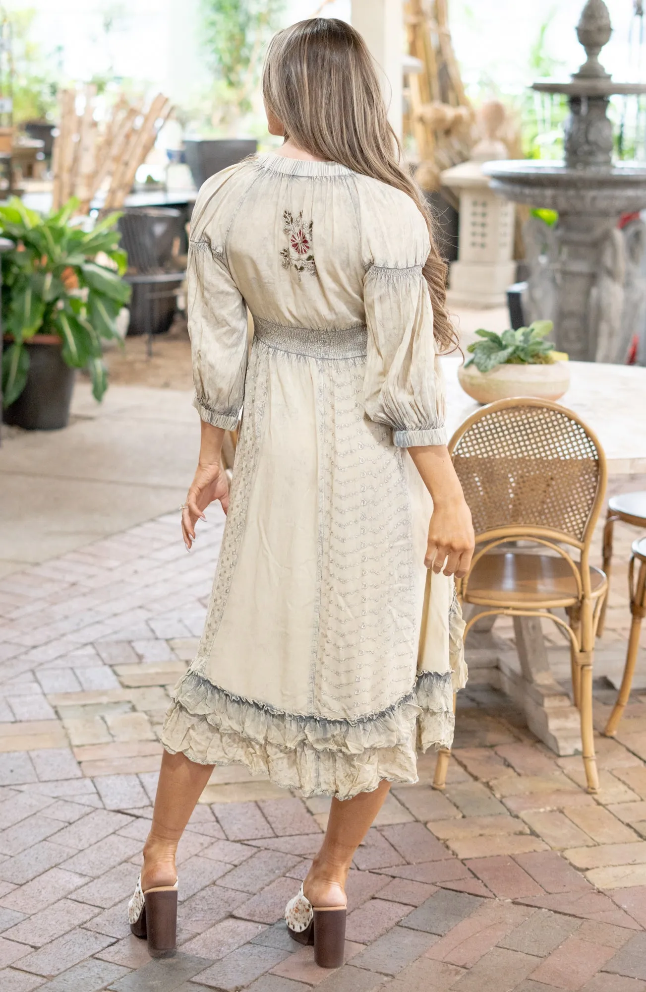 Effortless Elegance Sheared & Elastic V-Neck Dress