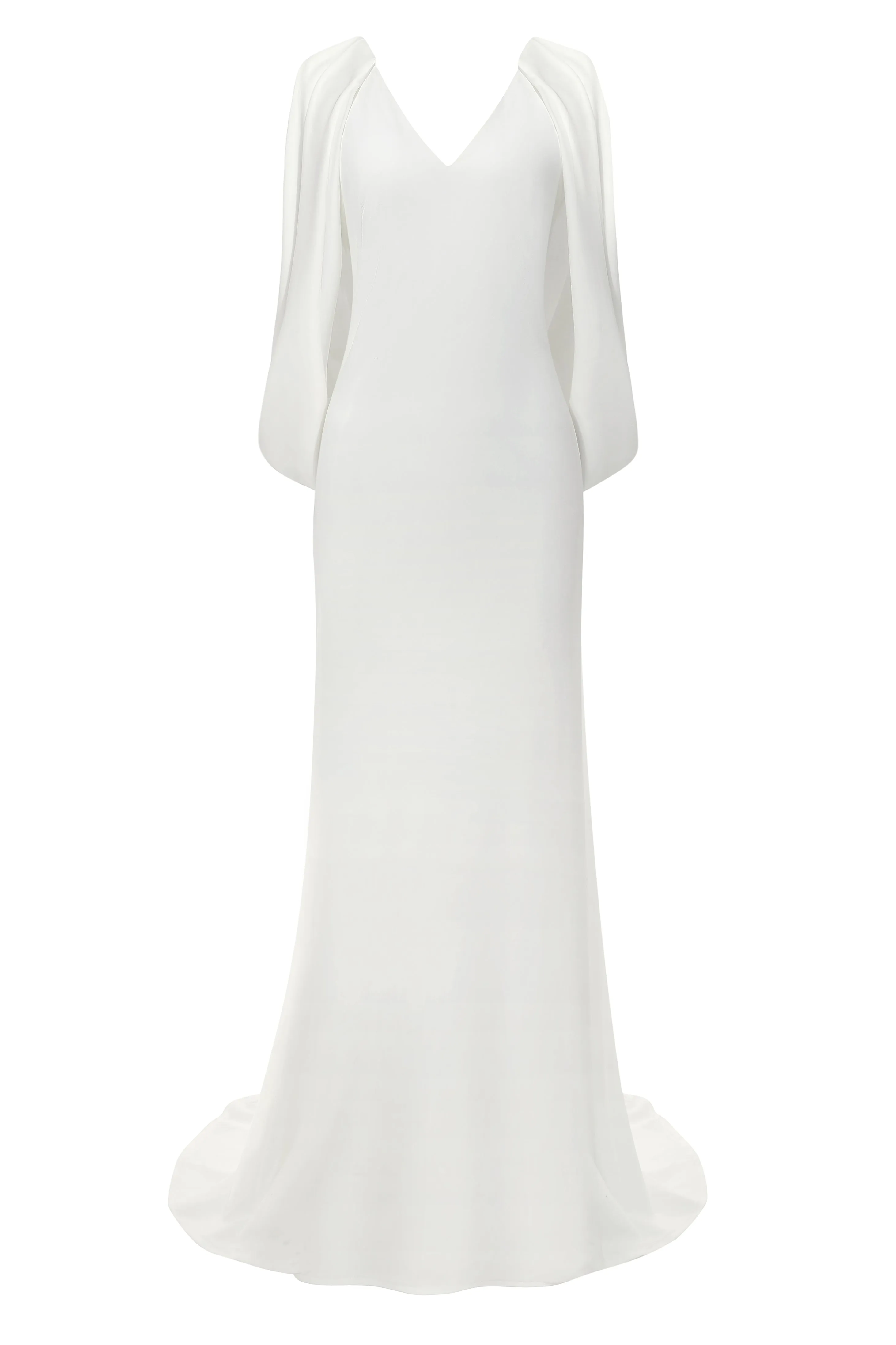 Elegant Low Back Couture Draped Cape Evening Gown