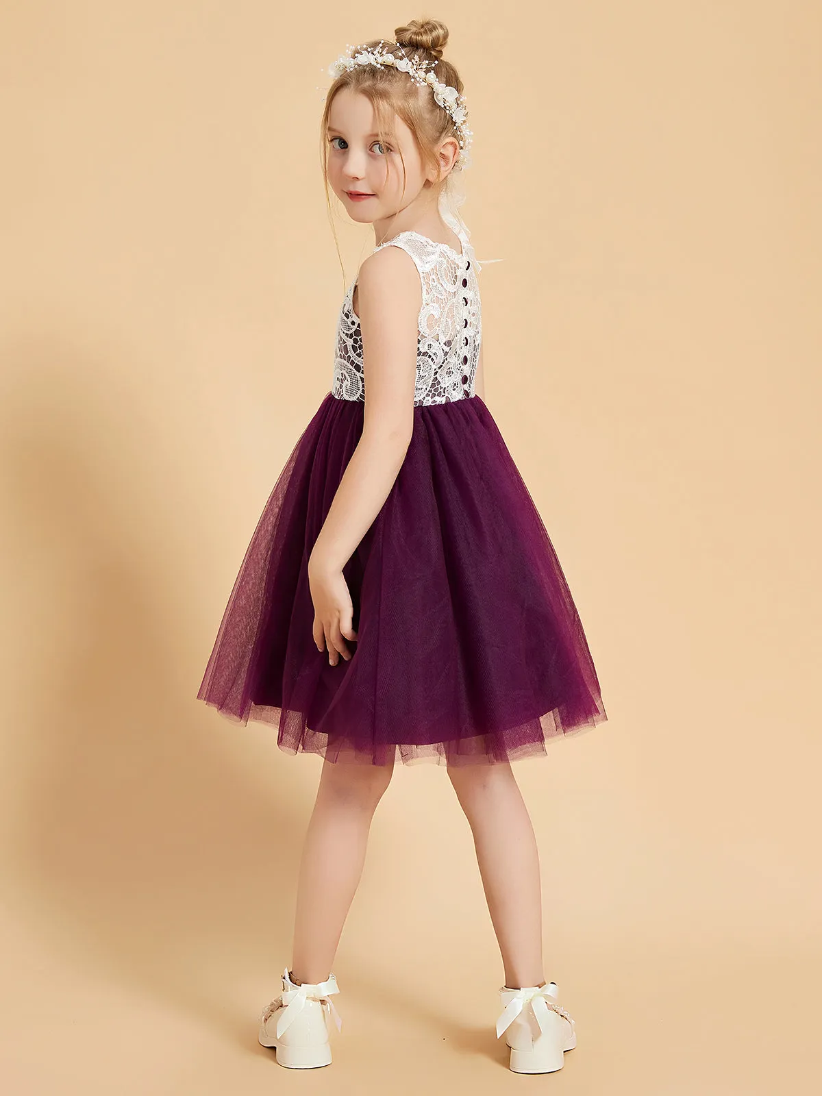 Elegant Sleeveless Lace and Tulle Flower Girl Dresses