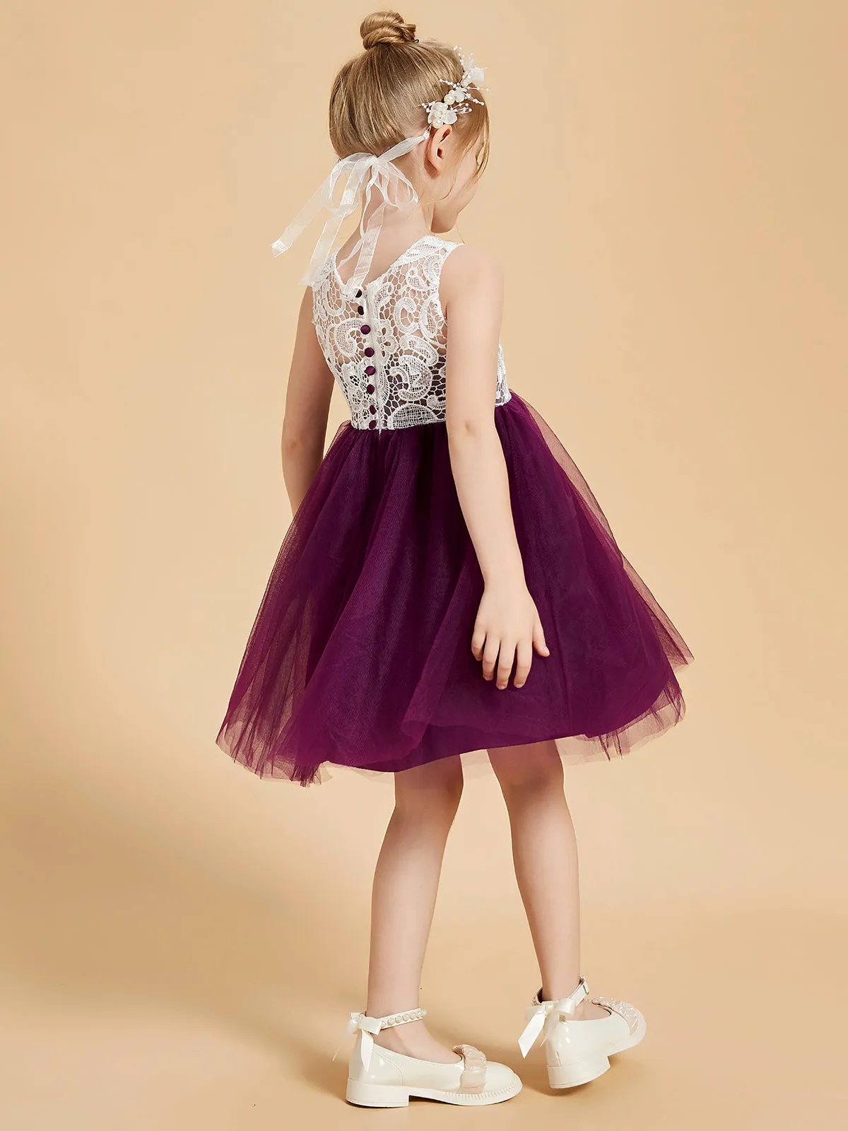 Elegant Sleeveless Lace and Tulle Flower Girl Dresses