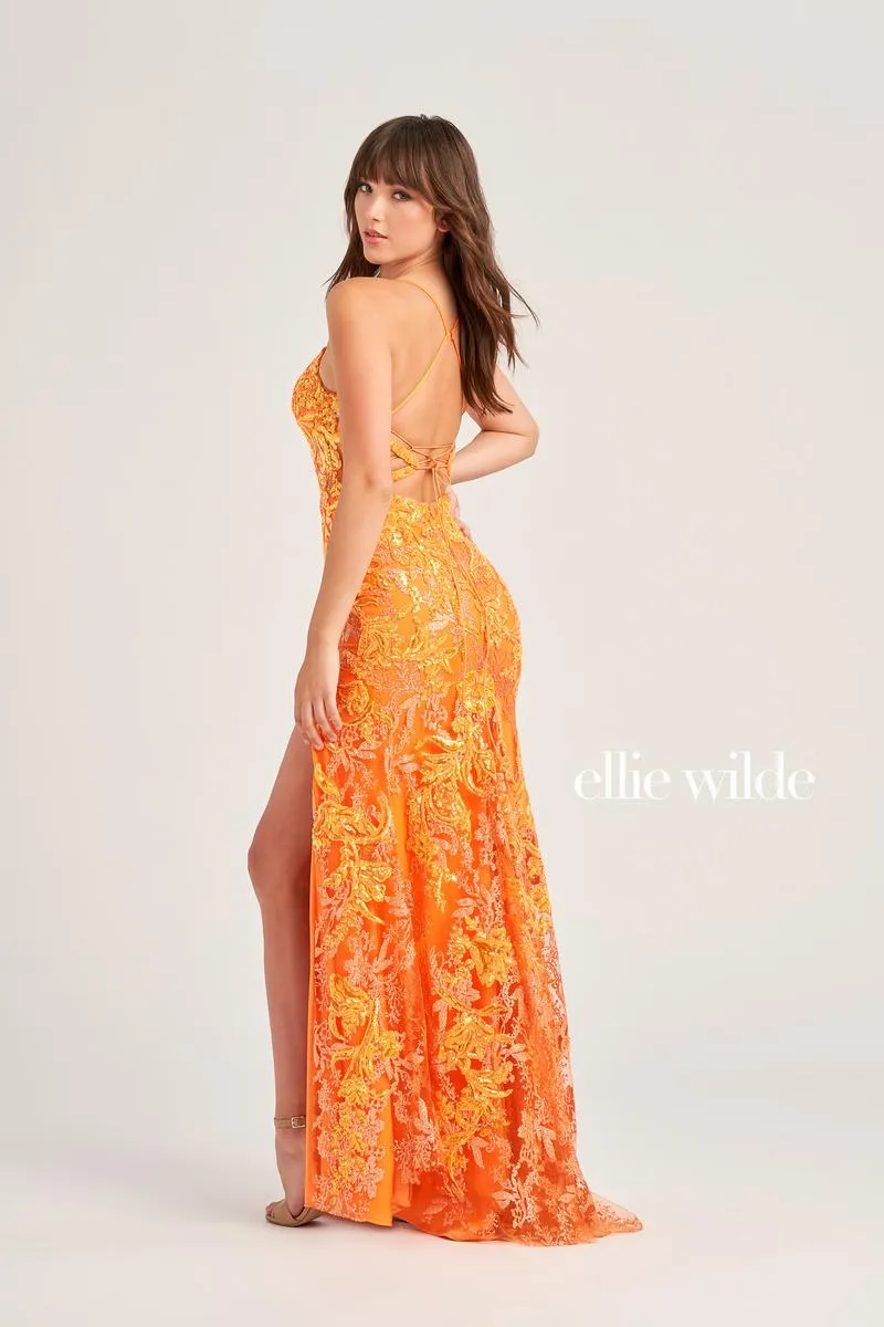 Ellie Wilde Long Lace Prom Dress EW35060