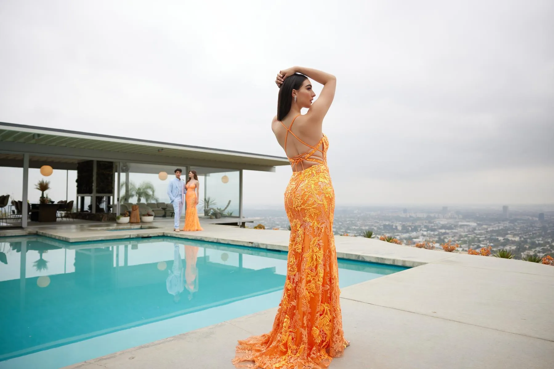 Ellie Wilde Long Lace Prom Dress EW35060